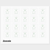 Green Whimsical Flourish Monogram Bedankt Vierkante Sticker (Vel)