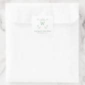 Green Whimsical Flourish Monogram Wedding Stickers (Tas)