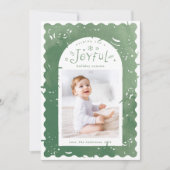 Green Whimsical Hand Drawn Joyful Holiday Photo Feestdagenkaart (Voorkant)