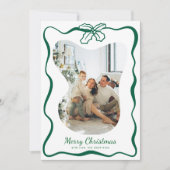 Green Whimsical Photo Doodle Poinsettia Christmas Feestdagenkaart (Voorkant)