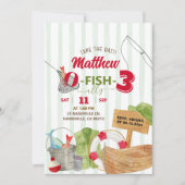 Green Whimsical Stripes Boy Vist verjaardag Kaart (Voorkant)