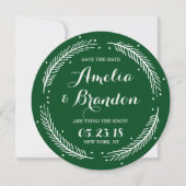 Green Whimsical Winter Wreath Save the Date Kaart (Voorkant)