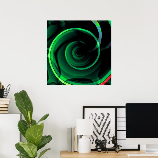 Green Whirlpool Psychedelic Hypnotic Swirl Vortex Poster (Thuiskantoor)