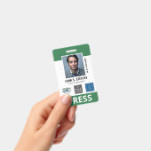 Green White 3 Logos Press ID Badge (Handheld)