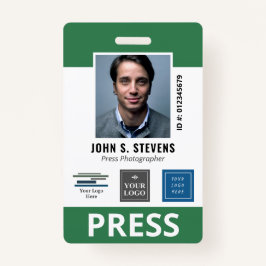 Green White 3 Logos Press ID Badge