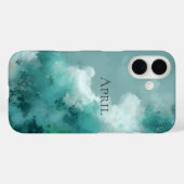 Green & White Abstract Paint  Case-Mate iPhone Case (Achterkant (horizontaal))