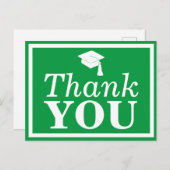 Green White Afstudeerder Pet Dank u Briefkaart (Voorkant / Achterkant)
