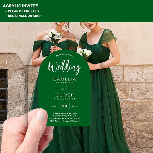 Green White Arch Acryl Wedding nodigt uit tot mode Acryl Uitnodigingen
