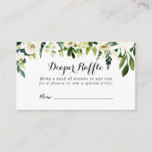 Green White Autumn Floral Diaper Raffle Ticket Informatiekaartje (Voorkant)
