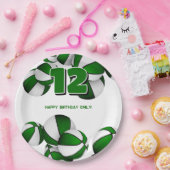 Green White Basketballs Meisjes Jongens Sportfeest Papieren Bordje (Feest)
