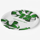 Green White Basketballs Meisjes Jongens Sportfeest Papieren Bordje (Gekanteld)