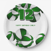 Green White Basketballs Meisjes Jongens Sportfeest Papieren Bordje (Voorkant)