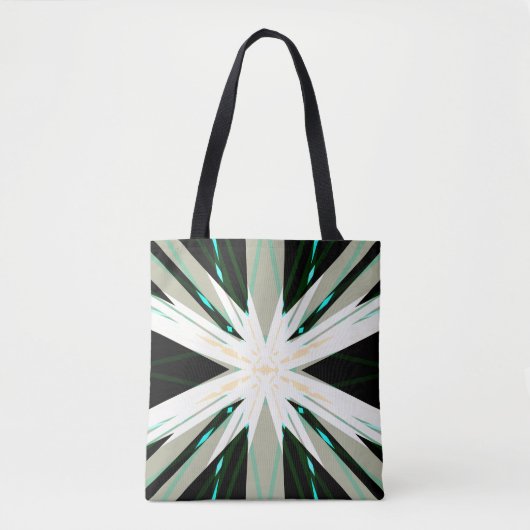 Green White Beige Winter Xmas Starburst Snowflake Tote Bag (Voorkant)