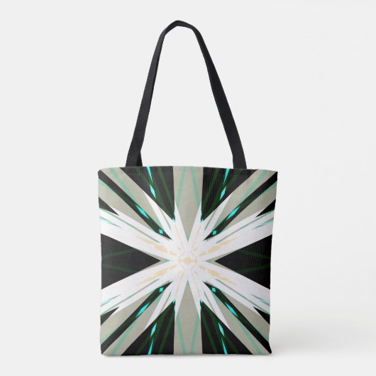 Green White Beige Winter Xmas Starburst Snowflake Tote Bag (Achterkant)