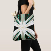 Green White Beige Winter Xmas Starburst Snowflake Tote Bag (Dichtbij)
