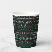 Green White Black Ugly kerstSweater Party Papieren Bekers (Links)