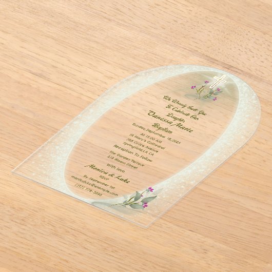 Green&White bloemendoop Acryl uitnodiging (Laagn)