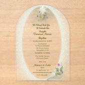 Green&White bloemendoop Acryl uitnodiging (Voorkant)