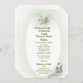 Green&White bloemendoopuitnodiging Kaart (Voorkant / Achterkant)