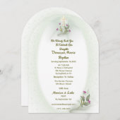 Green&White bloemendoopuitnodiging Kaart (Voorkant / Achterkant)