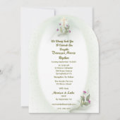 Green&White bloemendoopuitnodiging Kaart (Voorkant)