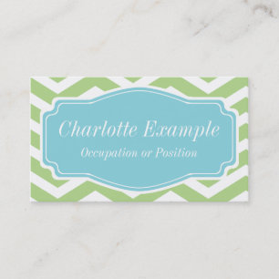 Green White Blue Chevron Personal Visitekaartje