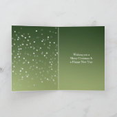 Green White Bokeh Dots Christmas Deer Kaart (Binnen)