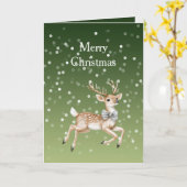 Green White Bokeh Dots Christmas Deer Kaart (Gele Bloem)