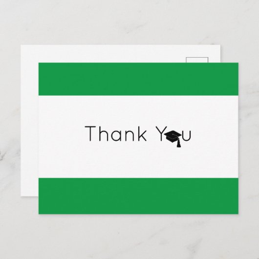 Green White Bold Afstuderen Hartelijk dank Briefkaart (Voorkant / Achterkant)