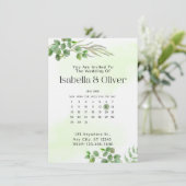 Green & White Botanical Wedding invitation Kaart (Staand voorkant)