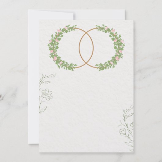 Green & White Botanical Wedding Invite Kaart (Achterkant)