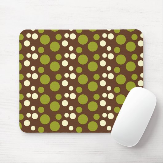 Green White Brown Polka Dots Pattern Muismat (Met muis)