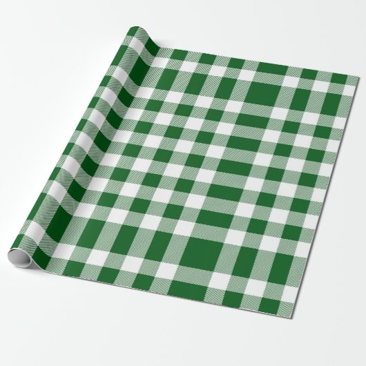 Green White Buffalo Check Land Rustic Cadeaupapier (Uitgerold)