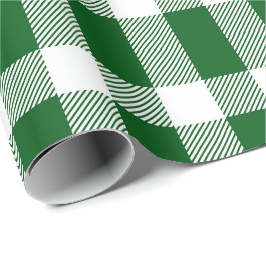 Green White Buffalo Check Land Rustic Cadeaupapier (Rol Hoek)