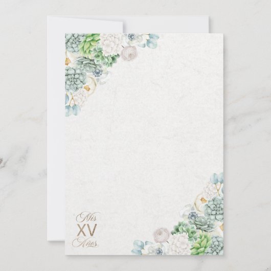 Green White Cacti Western Boots Charra Quinceañera Kaart (Achterkant)