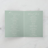 Green White Calligraphy Folded Wedding Programme Programma (Binnen)