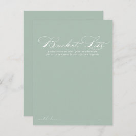 Green White Calligraphy Wedding Bucket List-kaarte Briefkaart
