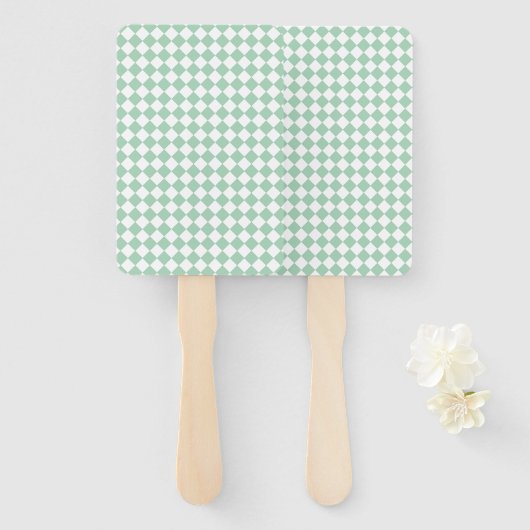 Green White Checker Diamond Pattern Handwaaier (Voorkant en achterkant)