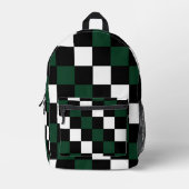 Green White Checkerboard Bedrukte Rugzak (Voorkant)