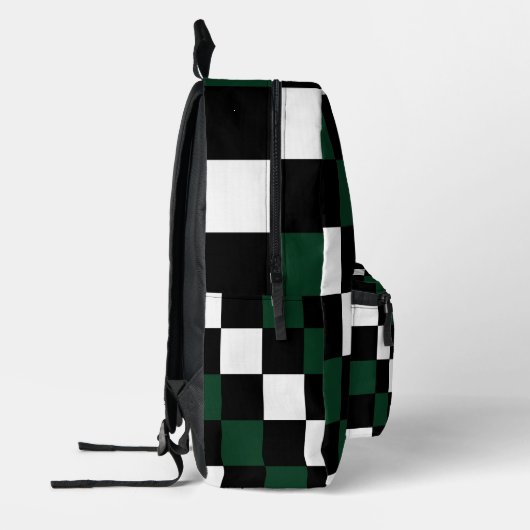 Green White Checkerboard Bedrukte Rugzak (Links)