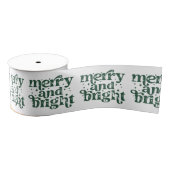 Green & White Christmas Merry & Bright Holiday Grosgrain Lint (Spoel)