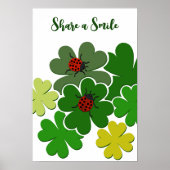 Green & White Clover Lady Bug Deel een glimlach Poster (Voorkant)