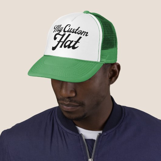 GREEN & WHITE Custom Trucker Hat Mesh Cap Blank Pet (In situ)