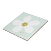 Green White Daisy Simple Floral Gold Personal Tegeltje (Zijkant)