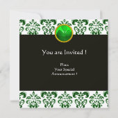 GREEN WHITE DAMASK, SHAMROCK MONOGRAM St Patrick Kaart (Achterkant)