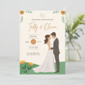 Green & White Elegant Wedding Invitation Kaart (Staand voorkant)