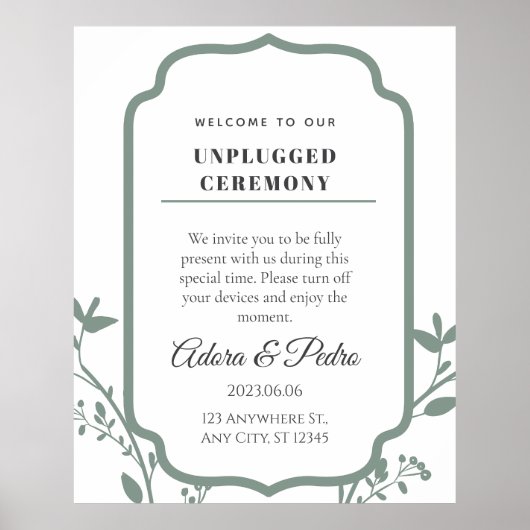 Green & White Elegant Wedding Poster (Voorkant)