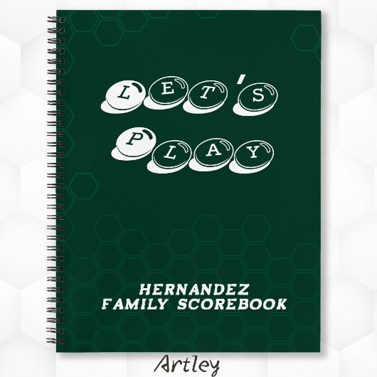 Green White Family Name Board Game Scorebook Notitieboek