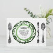 Green White Fine Dining Dinner Party Kaart (Staand voorkant)