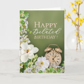 Green White Floral Botanical Belated Birthday Card Kaart (Gele Bloem)